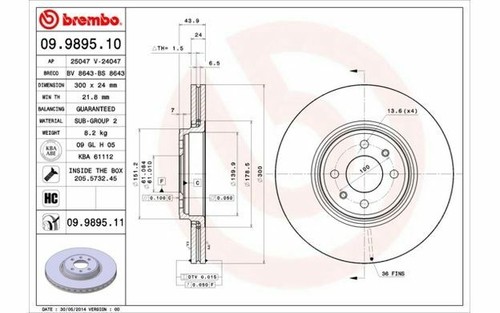 2x BREMBO BREMSSCHEIBEN VORNE BELÜFTET 300mm für RENAULT SCÉNIC 09.9895.10