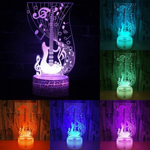 Guitar Electric 3D Night Light Lamp USB 7 Colour Led Touch Change Table Desk - Bild 1 von 4