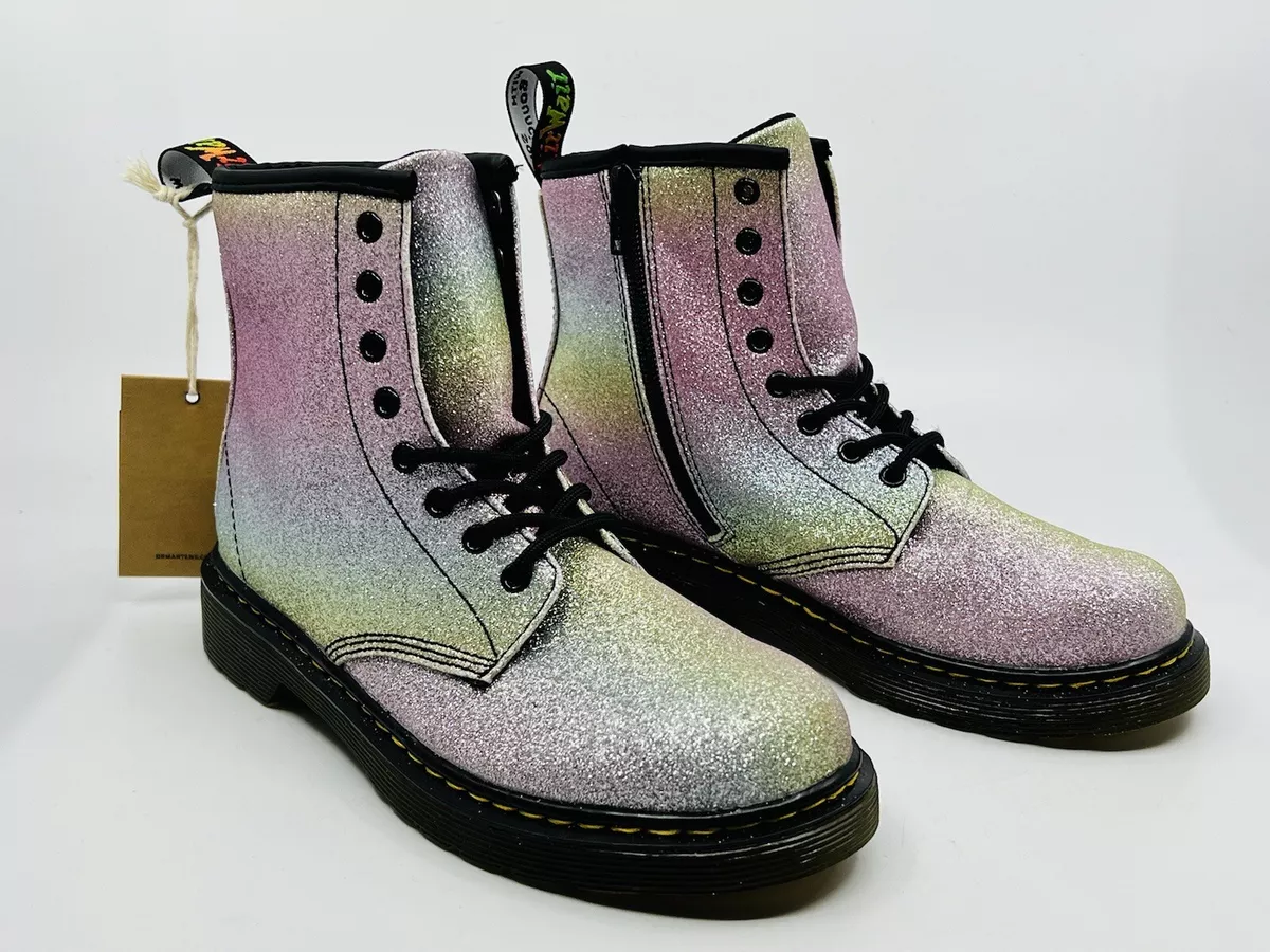 Dr. Martens Girl\'s eBay Pascal Boots Rainbow 1460 Pastel with Zipper Glitter J 3 Size 