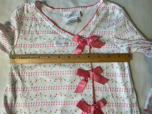 American Girl Bitty Baby 2 Pc Pajama Set ~ Girls 3/4 ~ Pink Purple Hearts Bows - Picture 9 of 13
