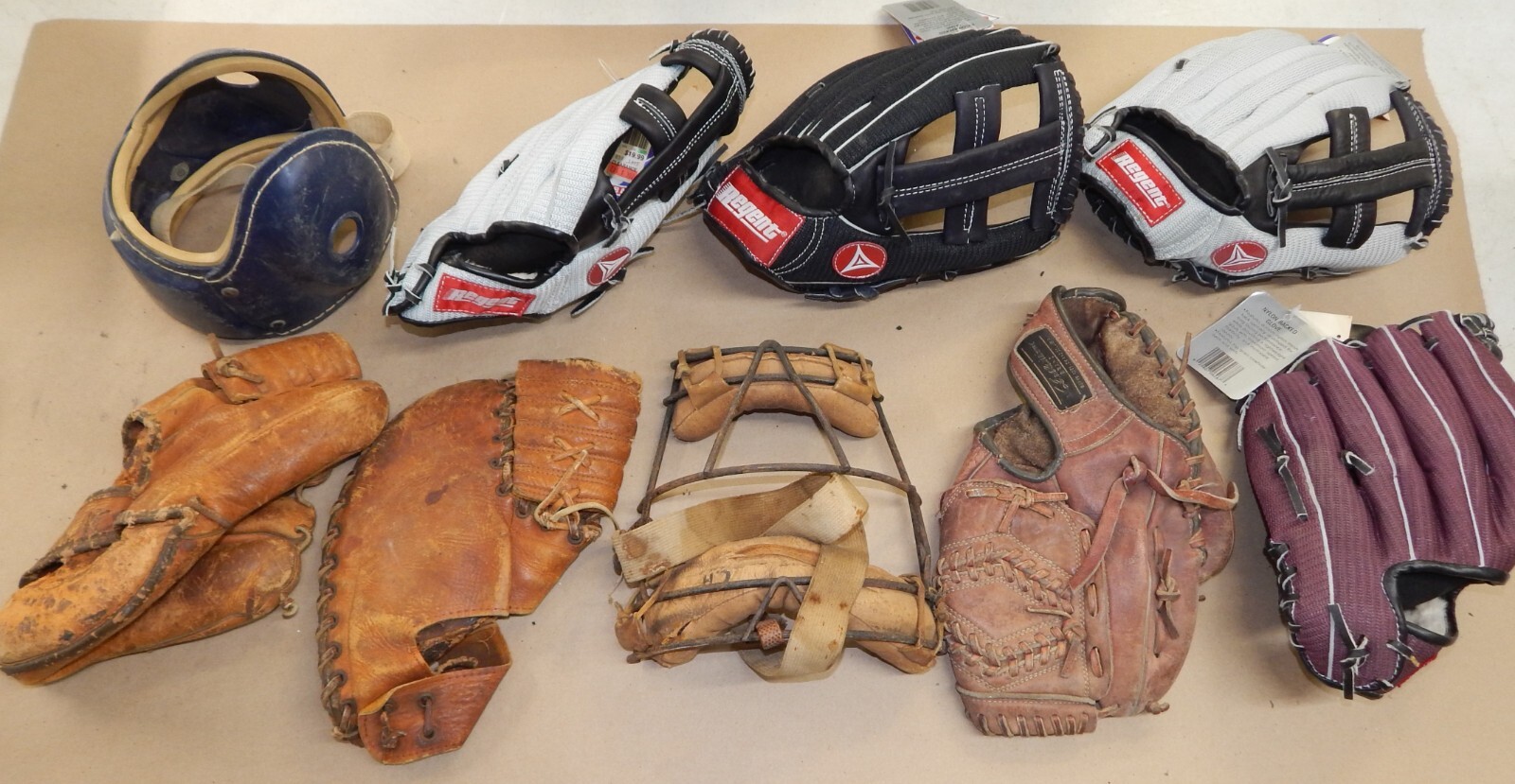 Estate Lot 9 Vintage & New Baseball Gloves & Equipment