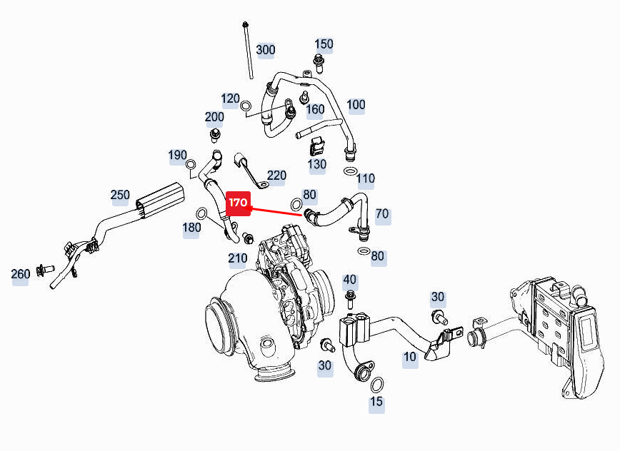 MERCEDES BENZ C Class W205 2019 2.1d Engine Hose Tube Pipe  