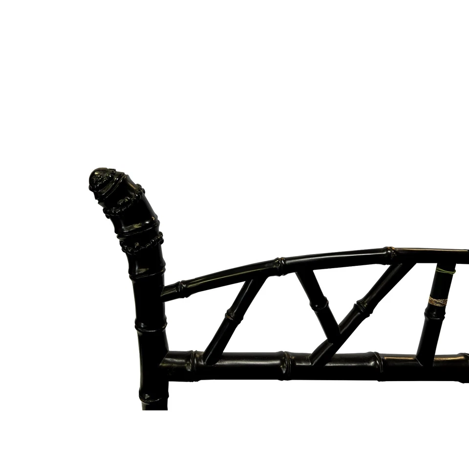 Espejo de montaje en pared de madera con aspecto tallado de bambú negro asiático oriental ws3032 Foto 4 de 4