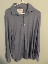 Mizzen + Main XL Trim Fit USA Made Blue White Microcheck Plaid Button Up Clean