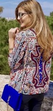 ZARA geometric Ethnic Aztec Embroidered Bead Embellished Quilted Jacket blazer M