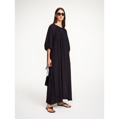 By Malene Birger Lily Black Oversized Maxi Dress Silk Blend NWT EU32 US 2