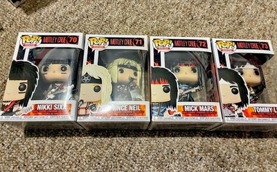 Funko Pop Rocks Motley Crue Complete Set 70 71 72 73 Nikki Sixx Tommy Lee Mick 
