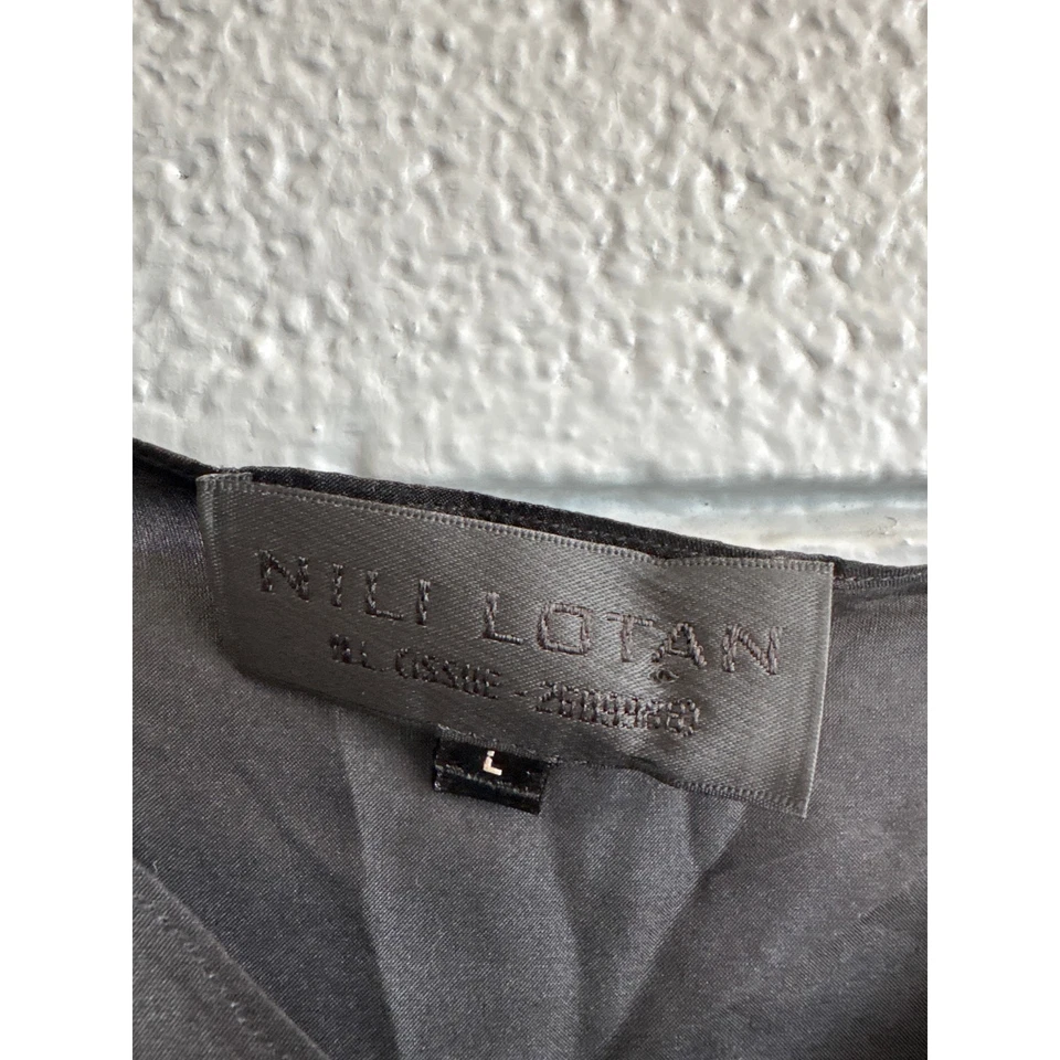 Women's Nili Lotan 100% Silk Cami Slip Midi Dress size L in Black Quiet Luxury - Image 3 of 4