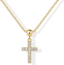 PAVOI 14K Gold Plated Dainty Necklace with Charms - Adjustable Chain Gold Charm