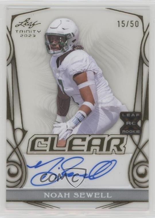 2023 Leaf Trinity Clear Gold Foil 15/50 Noah Sewell #CA-NS1 Rookie Auto RC 7u1