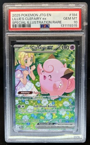 2025 Pokemon Journey Together Lillie's Clefairy ex #184/159 PSA 10 GEM MINT