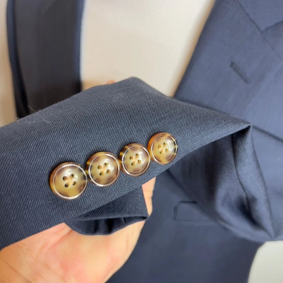 J.Crew Mens $498 Slim Thompson Suit Jacket Worsted Wool Navy Size 42L G1730 - Image 4 of 4