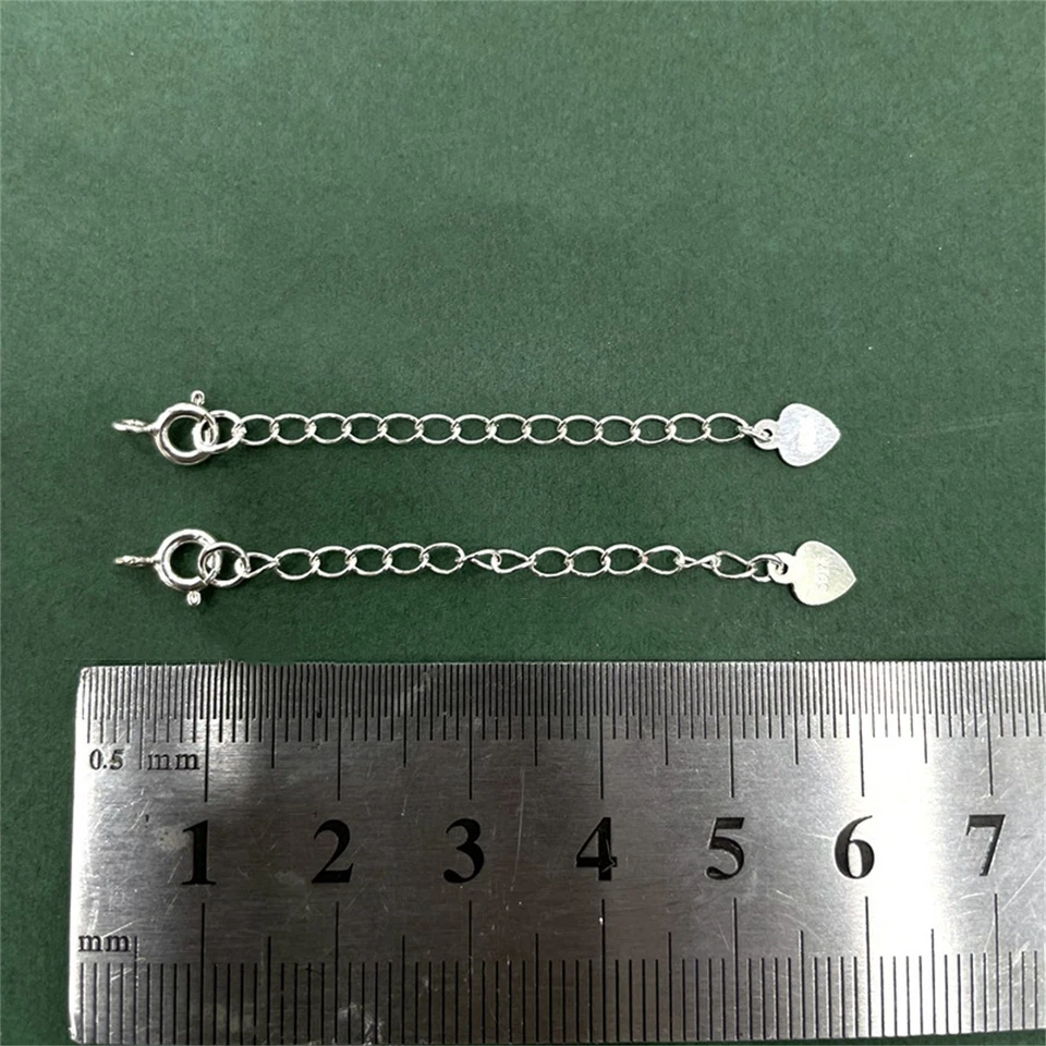 925 Sterling Silver Extender Necklace Extension with Heart Charm, Clip on Clasp - Image 4 of 4