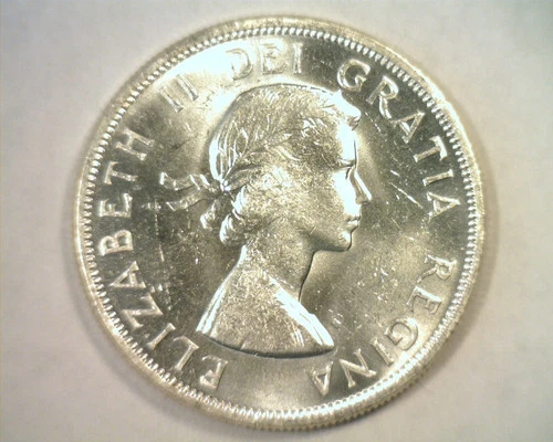 1963 CANADIAN SILVER DOLLAR ELIZABETH II UNCIRCULATED UNC. NICE ORIGINAL COIN