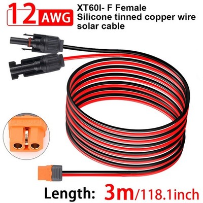 10ft XT60i Female to Solar Connector Solar Panel Extension Charging Cable 12 AWG