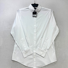 Mizzen+Main Mens Leeward Performance Shirt White Stacked Geo Small Trim $138 NWT