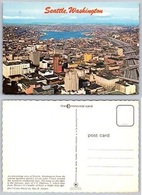 Continental Seattle Washington City Aerial Postcard