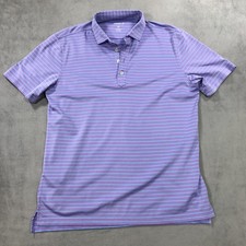 johnnie-o Polo Shirt Men's Medium Purple Striped Short Sleeve Performance Preppy