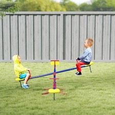 Metal Seesaw for Kids Outdoor 71.75" L x 71.75" W x 19" H, Red Blue Yellow