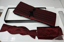 Carrot  Gibbs Pure Silk Red Paisley Bow Tie  Cummerbund Set Boulder CO in Box