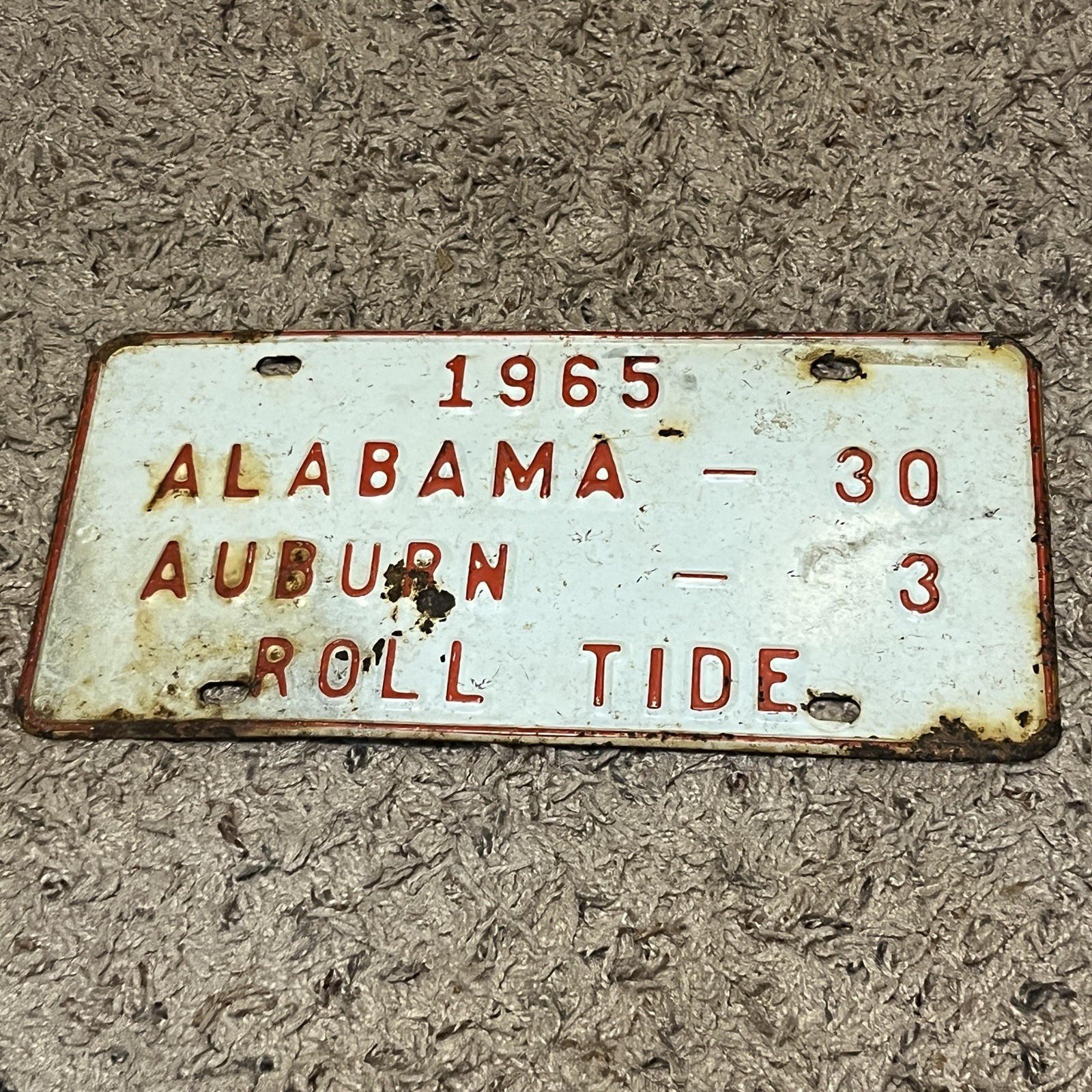 RARE Alabama Crimson Tide 1965 Iron Bowl Win License Plate Vintage Bear Bryant