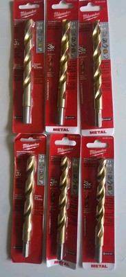 Large Lot Of 82 Milwaukee Thunderbolt  Titanium Drill Bits, From 31/64-19/64
