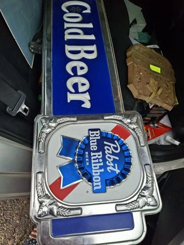Vintage Vacuum Form Plastic Bar Beer Sign Pabst Blue Ribbon Beer “Cold beer” 48"