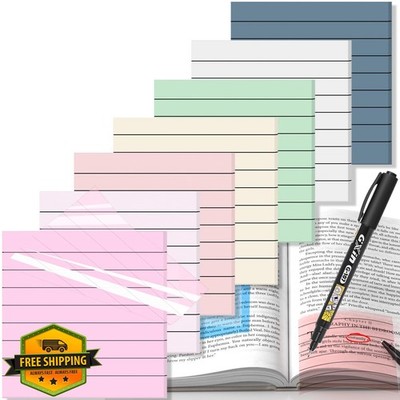 8 Pack MEIGAONE Clear Sticky Notes 3x3 Lined Waterproof Book Study