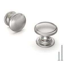25 Pack Brushed Nickel Cabinet Knobs - Round Drawer Pulls for Kitchen Dresser