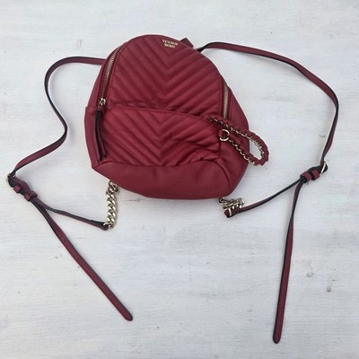 Victoria's Secret V-quilt  Mini City Backpack Red Chain READ 