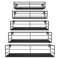 Floating Shelves Wall Mounted Set of 5 Hanging 5 Packs Wall Shelves Black