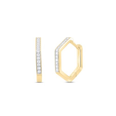 0,19 ctw natürliche Diamant Sechseck Creolen 14kt Gelbgold