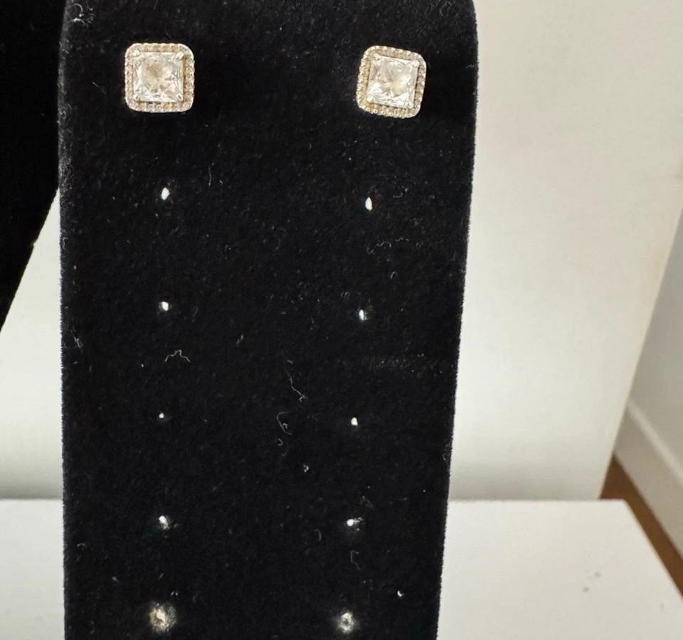 Pandora S925 ALE Cojín Halo Collar y Pendientes Conjunto Usado - Plata de Ley Foto 2 de 4