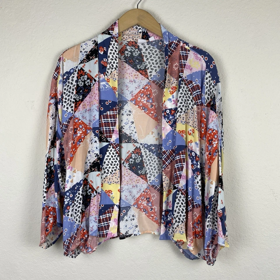 Jaqueta quimono Gap G/XL patchwork frente aberta camponesa boho cottagecore - Imagem 3 de 4