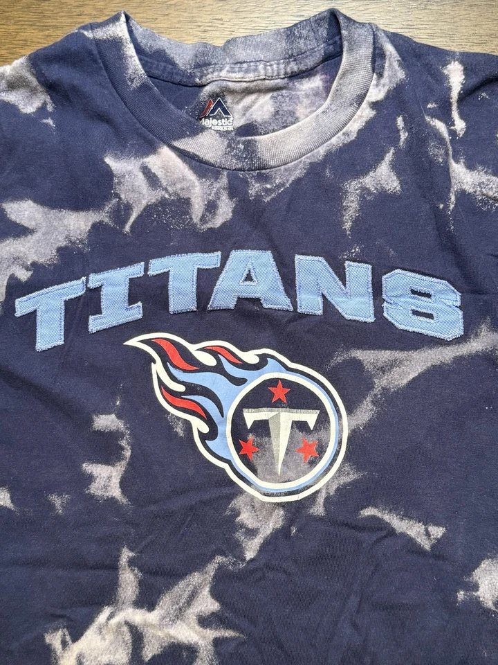 Tennessee Titans Shirt Mens Large Blue White NFL Football Tie Dye Applique Tee - Image 2 of 4