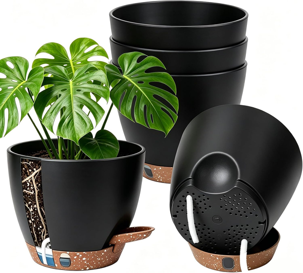 5 Packs Blumentopf SelbstbewäSsernd 15Cm, SelbstbewäSserungstopf Mit Wasserreser-image