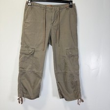 Vintage 90s Momento Casual Drawstring Cropped Cargo Pants Army Green Sz 6