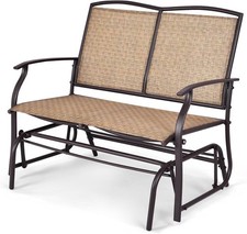 2-Person Patio Glider Bench Outdoor Rocker Glider Loveseat Chair W/Heavy-Duty