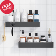 2 Pack Adhesive Shower Caddy Organizer Rustproof Metal Shelves No-Drill Bath