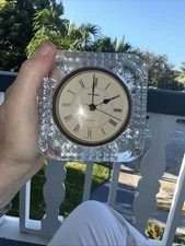 VINTAGE STAIGER West GERMANY QUARTZ  FRANCE LEAD CRYSTAL CLOCK Mantel Desk