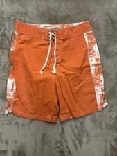 American Eagle Board Shorts Mens 34 Orange Longboard Relaxed Fit Hawaiian