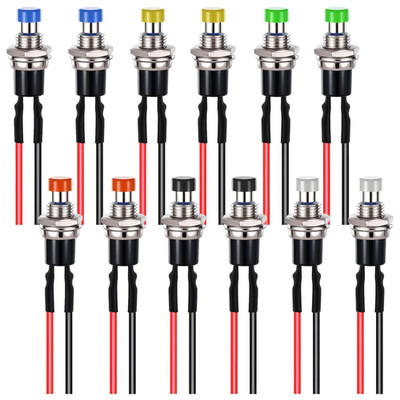 12 PCS 7Mm Momentary Switch 12V Prewired Momentary Push Button Switch Normally O