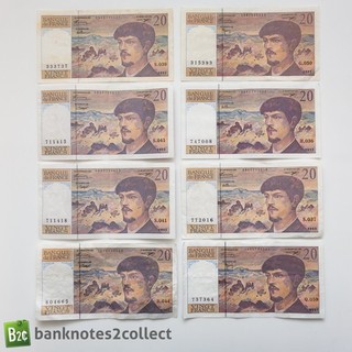 FRANCE: 8 x 20 French Franc Banknotes.