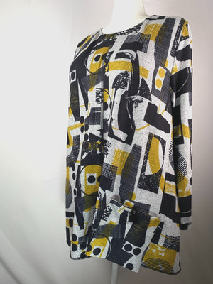 Shana Contrast Abstract Fleece Pocket Very Soft Minimalist Tunic Top Sz XL