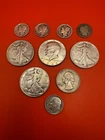 Silver Coin Lot Walking Liberties, Kennedy Half, Mercury Dimes Barber $2.75 Junk