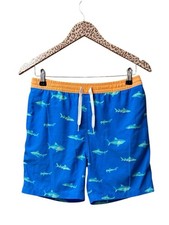 Chubbies Boys Swim Trunk Swimsuit The Secret Tides Sharks Blue Large 14/16