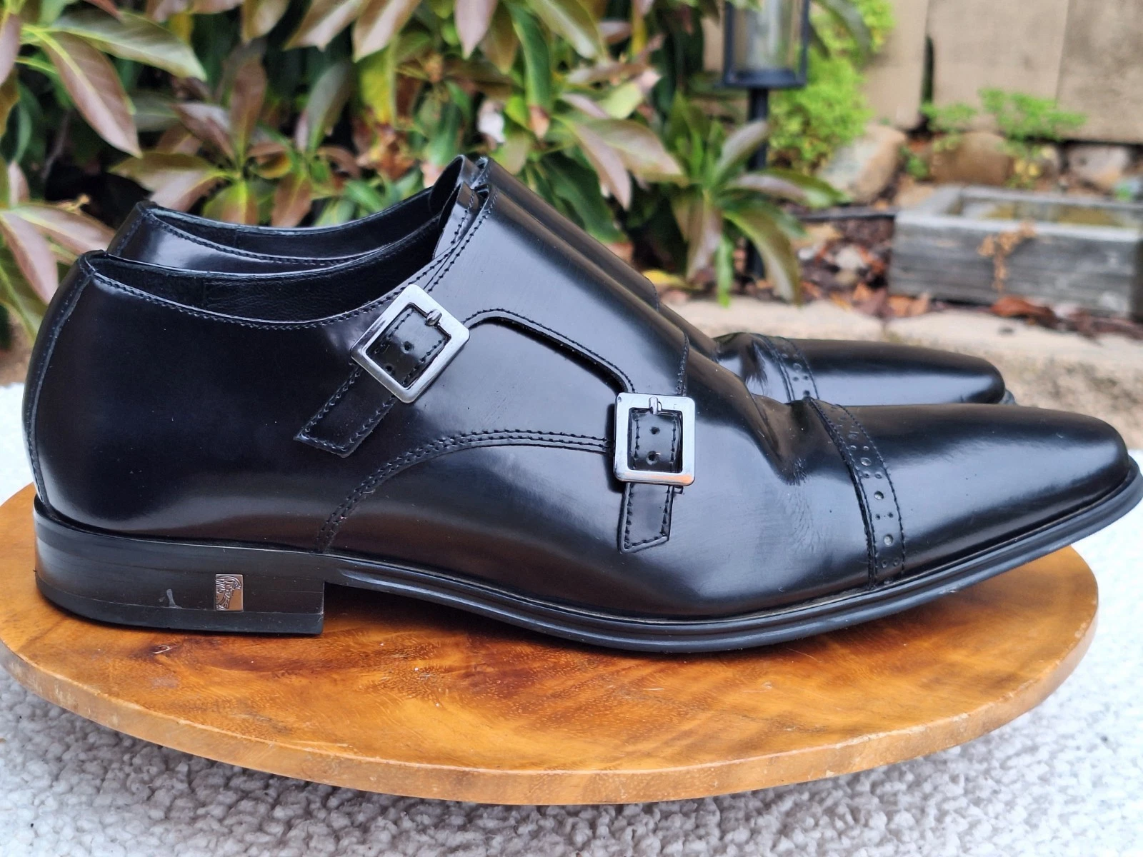 Scarpe eleganti Versace Collection doppio cinturino monkstrap punta cappuccio pelle nera tg 43 10