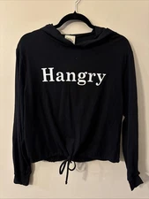 Dirtee Laundry  LS Black Hangry Tee Hoody Size XS