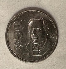 Mexican coin $50 Pesos Juarez 1987