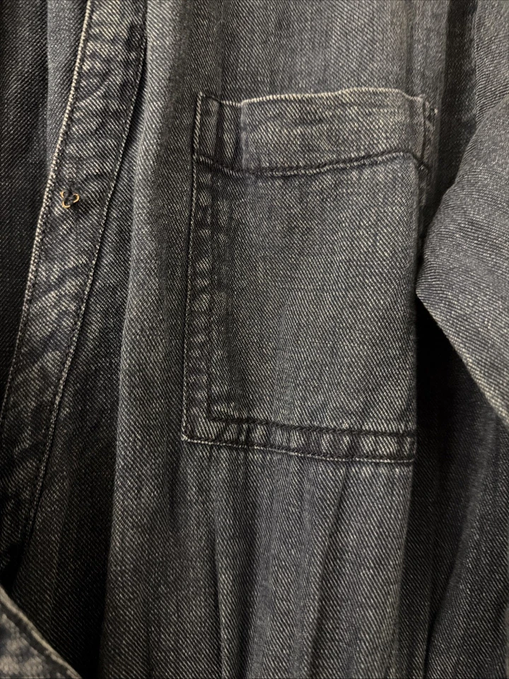 Vestido Anthropologie Pilcro Cuello en V Envolvente Midi Talla M Denim Azul Oscuro Sin Cinturón Foto 3 de 4